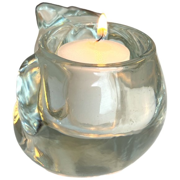 2 Items: INDIANA GLASS Cat Votive Candle Holder & NWT Kitty Ribbon Feline Meow - Picture 5 of 12